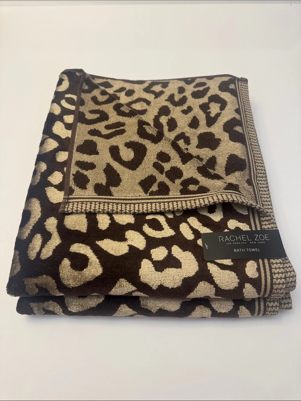 6pc RACHEL ZOE Cheetah Leopard Animal Print Bath Towel Set - Cotton/Viscose